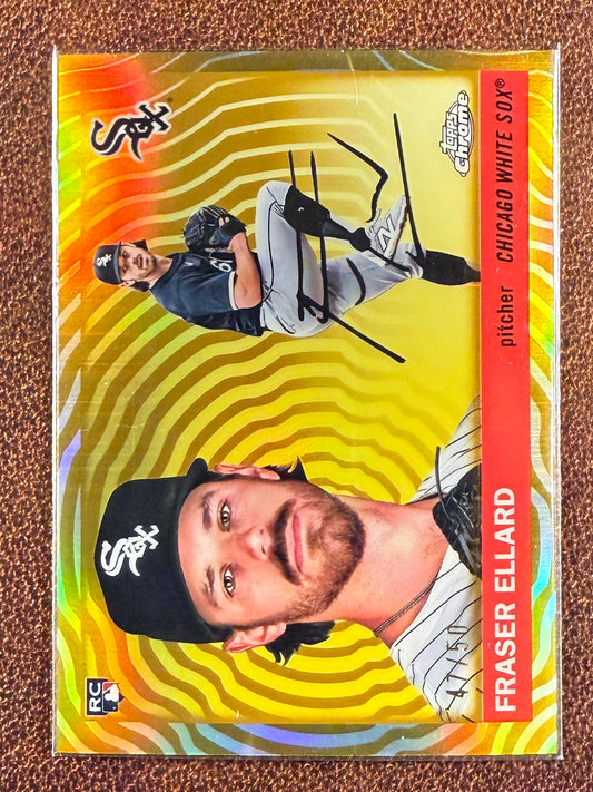 Fraser Ellard - 2025 Topps Chrome Platinum - GOLD Vibrations Refractor /50 - White Sox