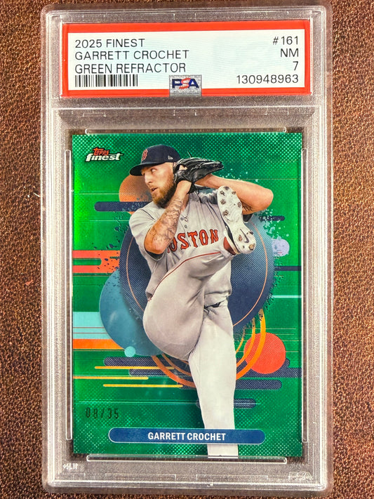 Garrett Crochet - 2025 Topps Finest - GREEN Uncommon Refractor /35 (PSA 7) - Red Sox