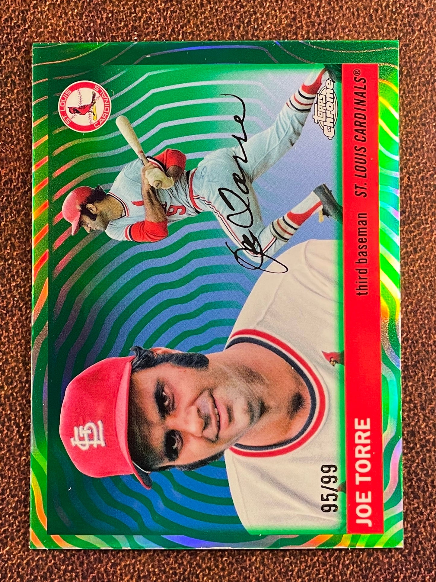 Joe Torre - 2025 Topps Chrome Platinum - GREEN Vibrations Refractor /99. - Cardinals