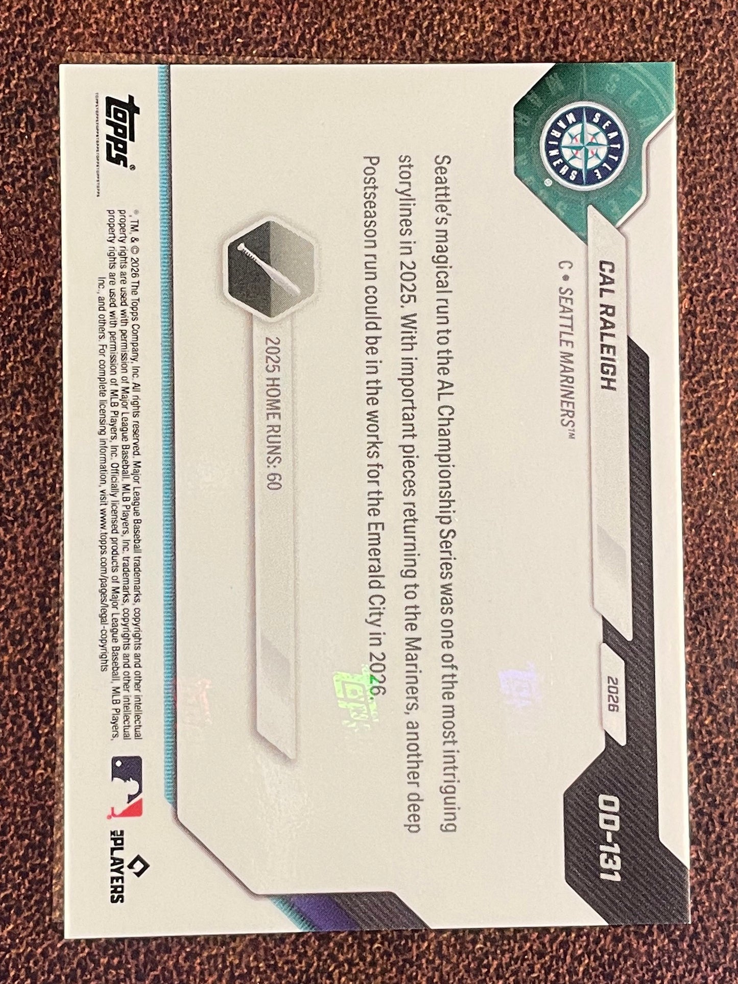 Cal Raleigh - 2026 Topps Now Road to Opening Day - ORANGE Foil /25 - Mariners