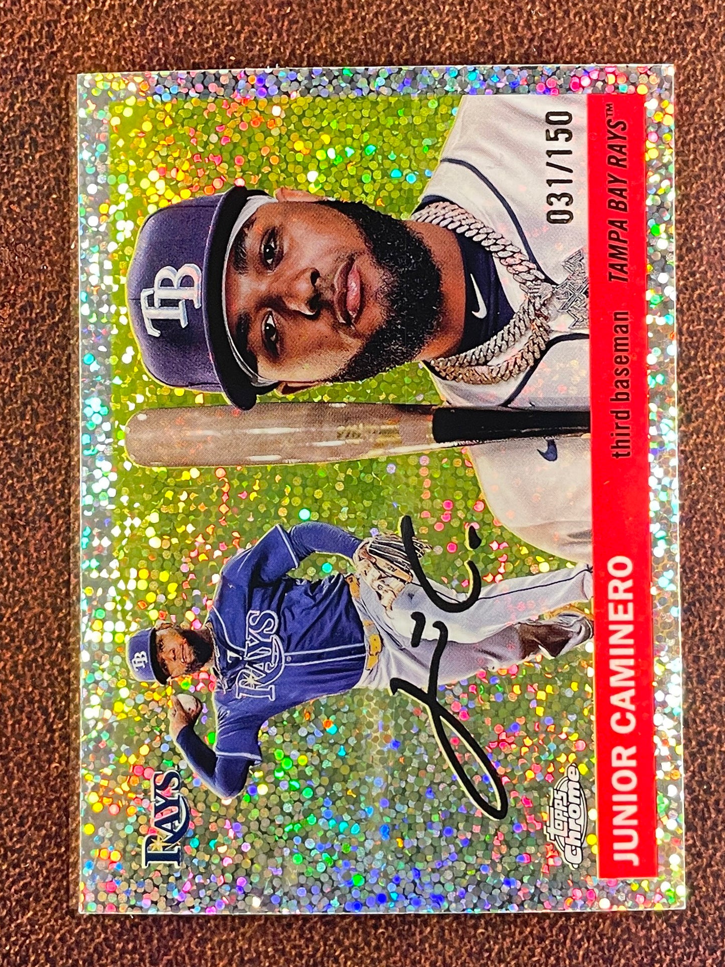 Junior Caminero - 2025 Topps Chrome Platinum - Speckle Refractor /150 - Rays