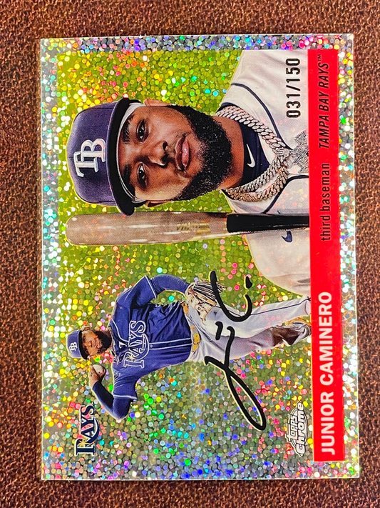Junior Caminero - 2025 Topps Chrome Platinum - Speckle Refractor /150 - Rays