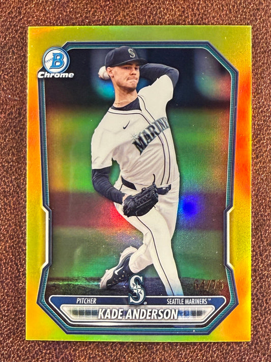 Kade Anderson - 2026 Bowman - YELLOW Refractor /75 (*Surface Dimple*) - Mariners