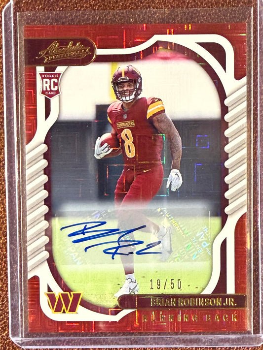 Brian Robinson Jr. - 2022 Panini Absolute - Rookie RED Square AUTO /50 - Commanders