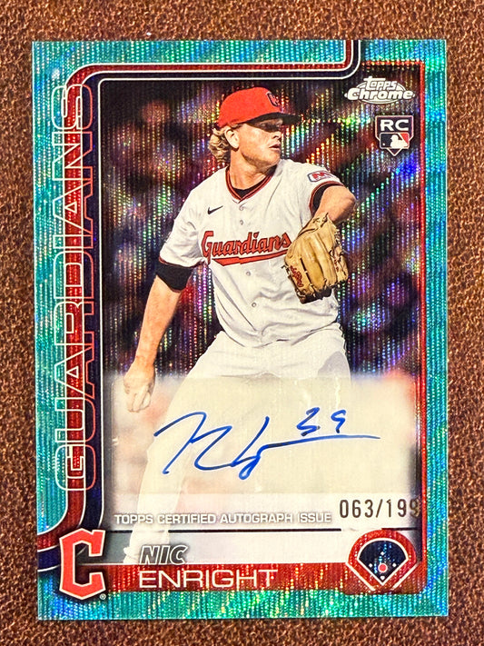 Nic Enright - 2025 Topps Chrome Update - Rookie AQUA Auto /199 - Guardians