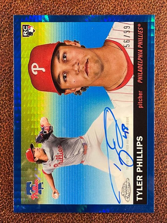 Tyler Phillips - 2025 Topps Chrome Platinum - BLUE Prism Rookie AUTO /99 - Phillies