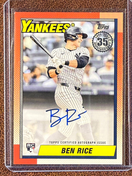 Ben Rice - 2025 Topps Series 1 - 1990 Rookie AUTO - Yankees