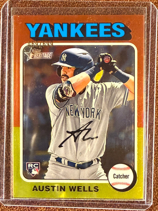 Austin Wells - 2024 Topps Heritage - Chrome /699 - Yankees