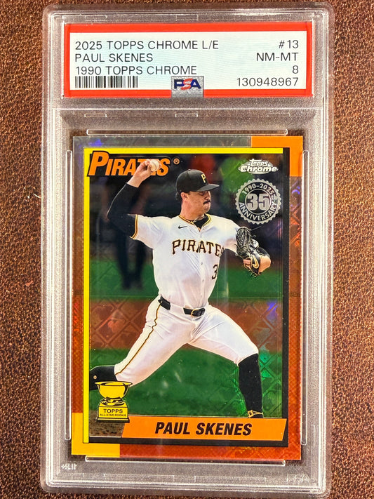Paul Skenes - 2025 Topps Chrome Logofractor - 1990 (PSA 8) - Pirates