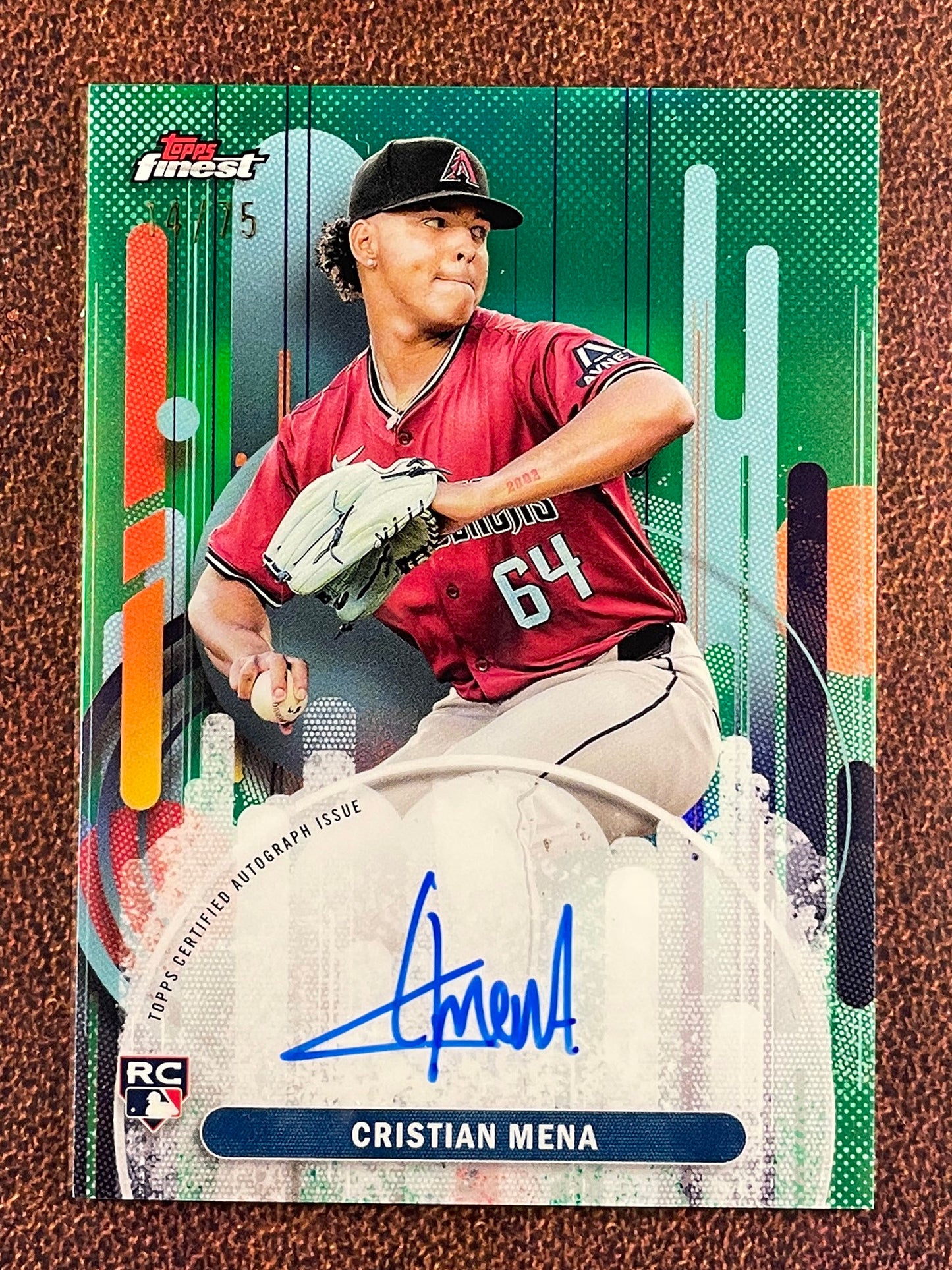 Cristian Mena - 2025 Topps Finest - GREEN Rookie AUTO /75 - Diamondbacks