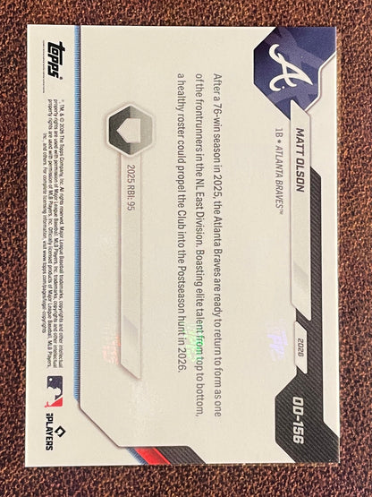 Matt Olson - 2026 Topps Now Road to Opening Day - ORANGE Foil /25 - Braves