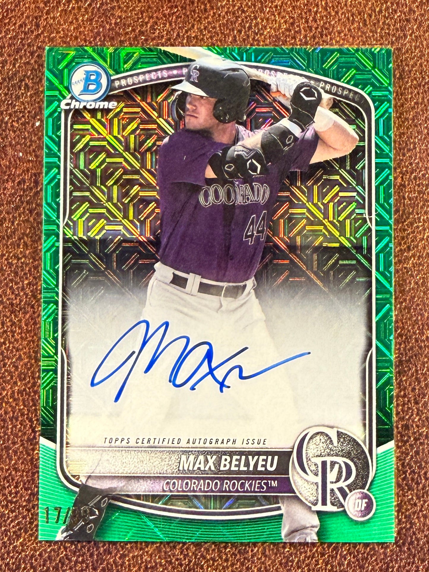 Max Belyeu - 2025 Bowman - GREEN MOJO AUTO /99 - Rockies
