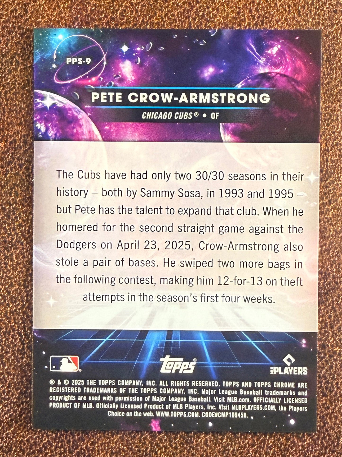 Pete Crow Armstrong - 2025 Topps Chrome Cosmic - Planetary Pursuit SUN - Cubs