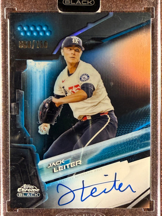 Jack Leiter - 2026 Topps Chrome Black - BLUE AUTO /150 - Rangers