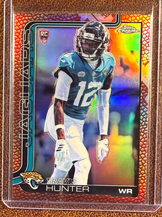 Travis Hunter - 2025 Topps Chrome - Football Leather Refractor - Jaguars