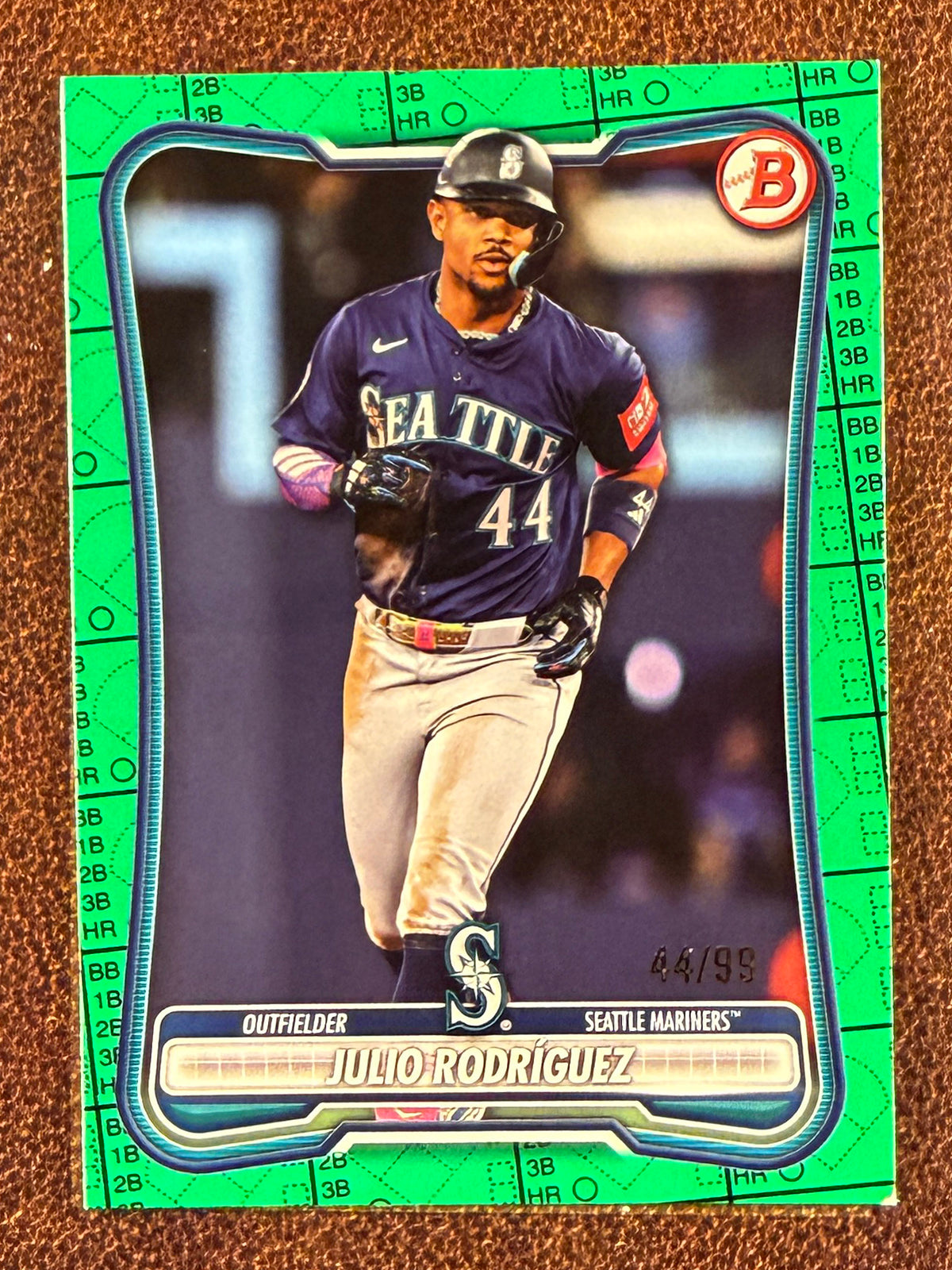 Julio Rodriguez - 2026 Bowman - GREEN Pattern /99 (*Bottom Right Corner*) - Mariners
