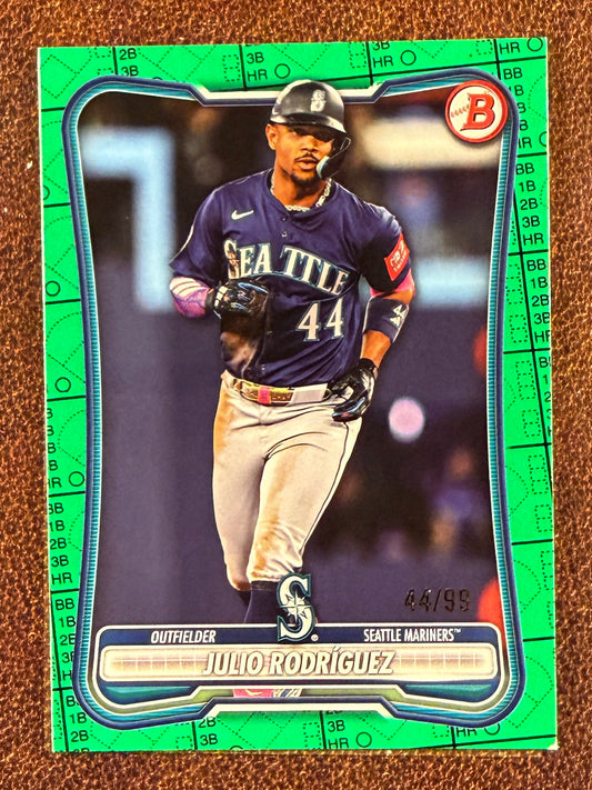 Julio Rodriguez - 2026 Bowman - GREEN Pattern /99 (*Bottom Right Corner*) - Mariners