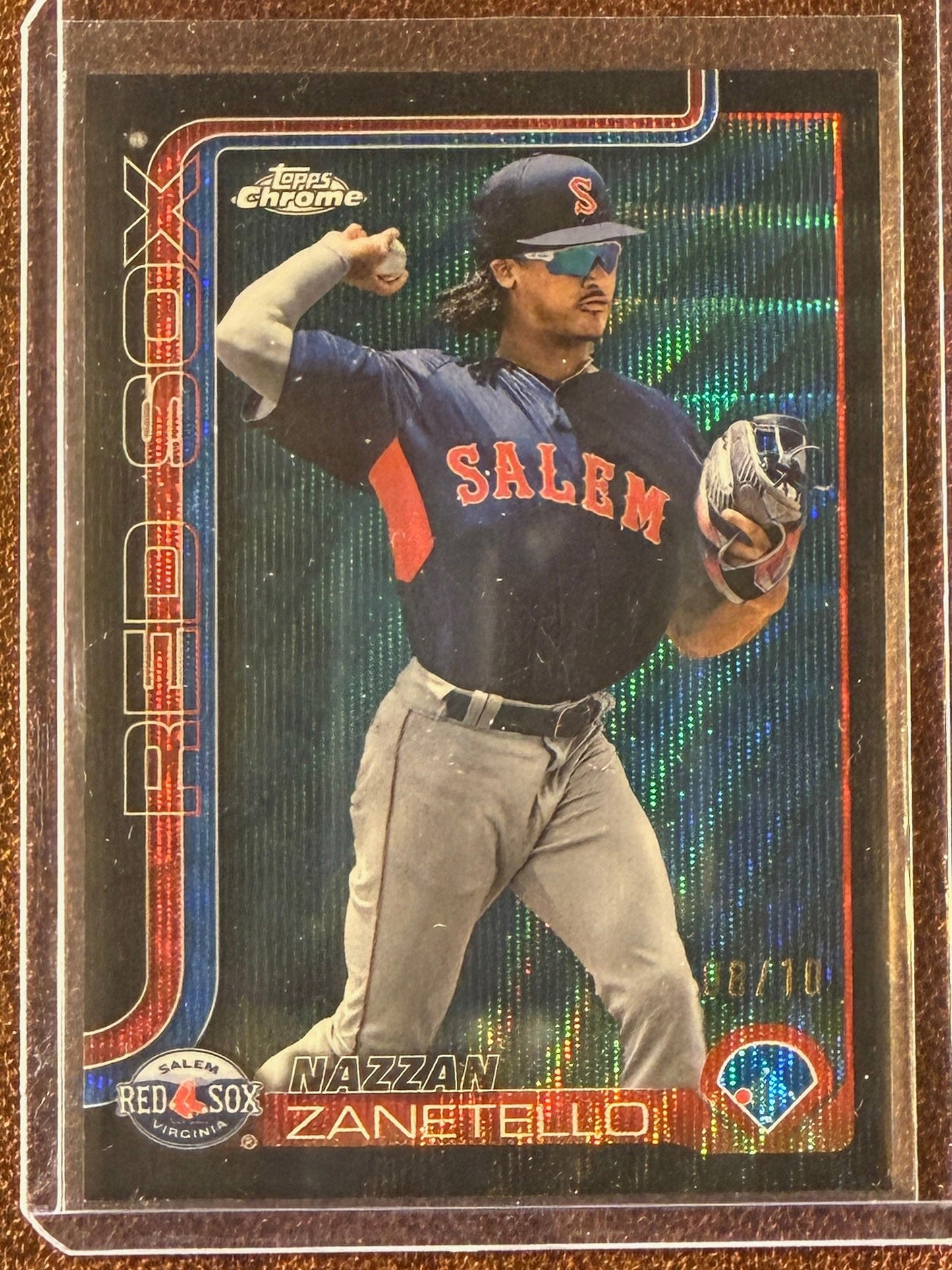 Nazzan Zanetello - 2025 Topps Chrome - BLACK Wave Refractor /10 - Red Sox