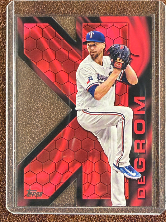 Jacob deGrom - 2025 Topps Series 2 - Backwards K Die Cut SSP (**2 Corner Whiting**) - Rangers