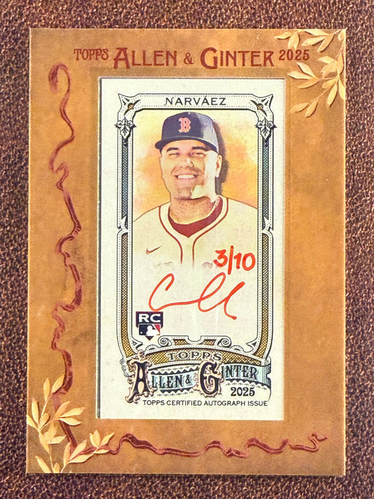 Carlos Narvaez - 2025 Allen & Ginter - Rookie RED Ink AUTO /10 - Red Sox