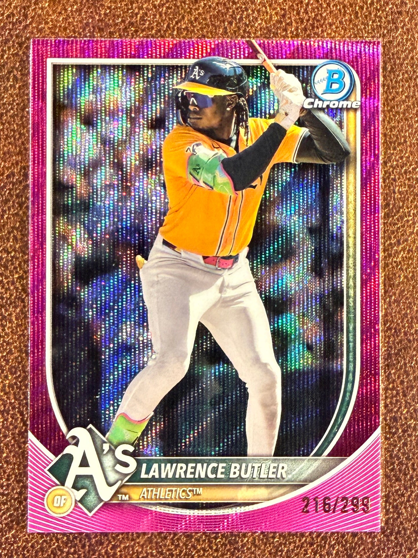 Lawrence Butler - 2025 Bowman Chrome - FUCHSIA Wave Refractor /299 - Athletics