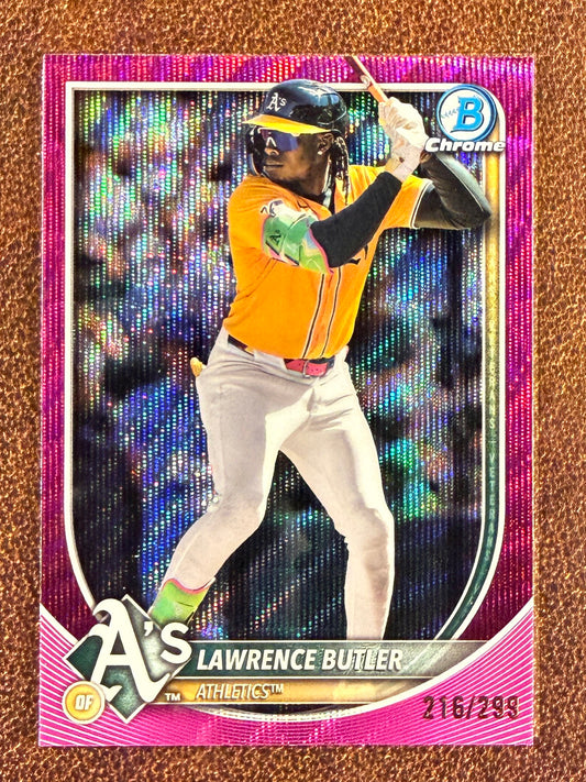 Lawrence Butler - 2025 Bowman Chrome - FUCHSIA Wave Refractor /299 - Athletics