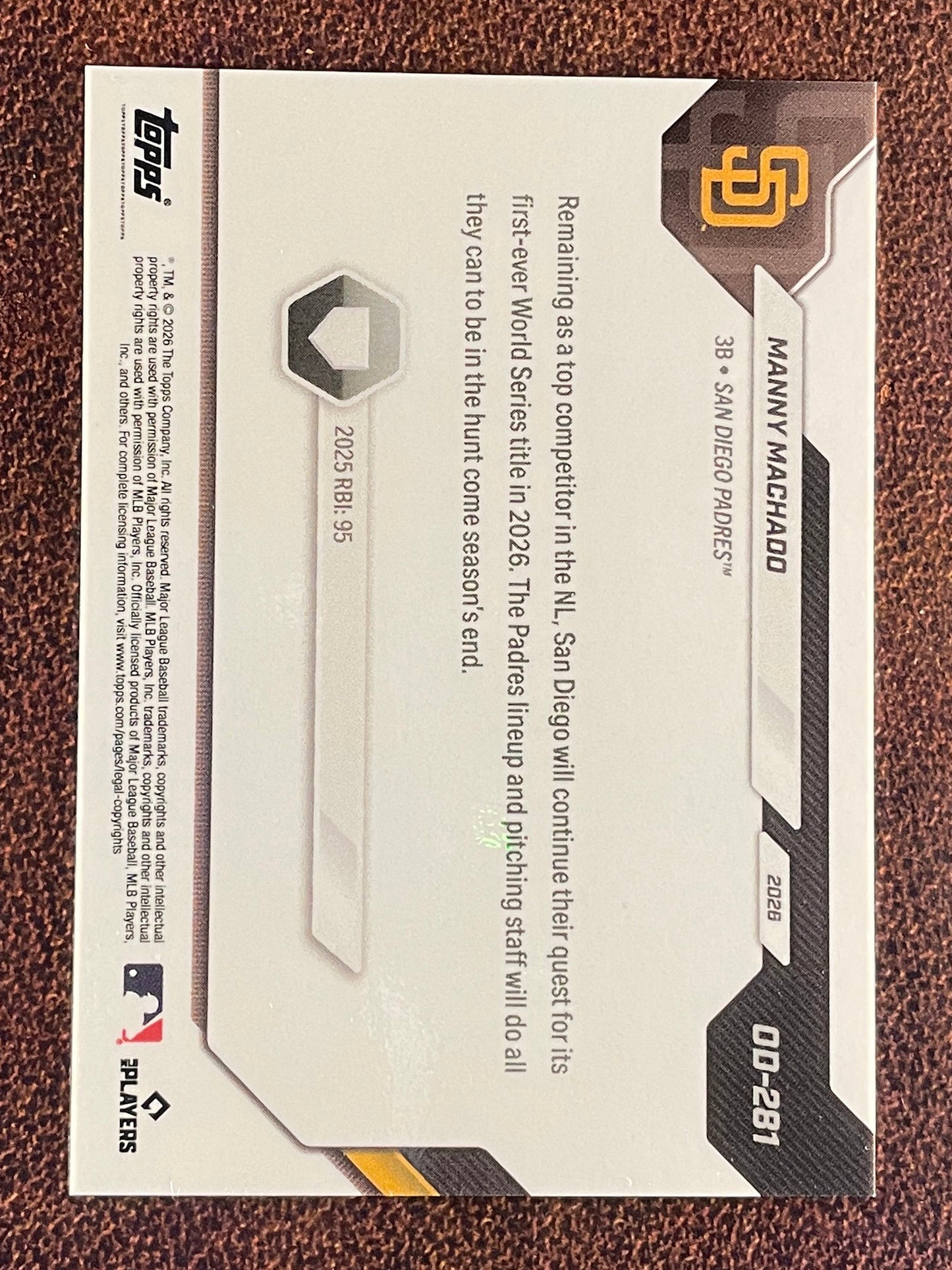 Manny Machado - 2026 Topps Now Road to Opening Day - ORANGE Foil /25 - Padres