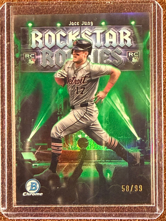 Jace Jung - 2025 Bowman Chrome - GREEN Rockstar Rookies /99 - Tigers
