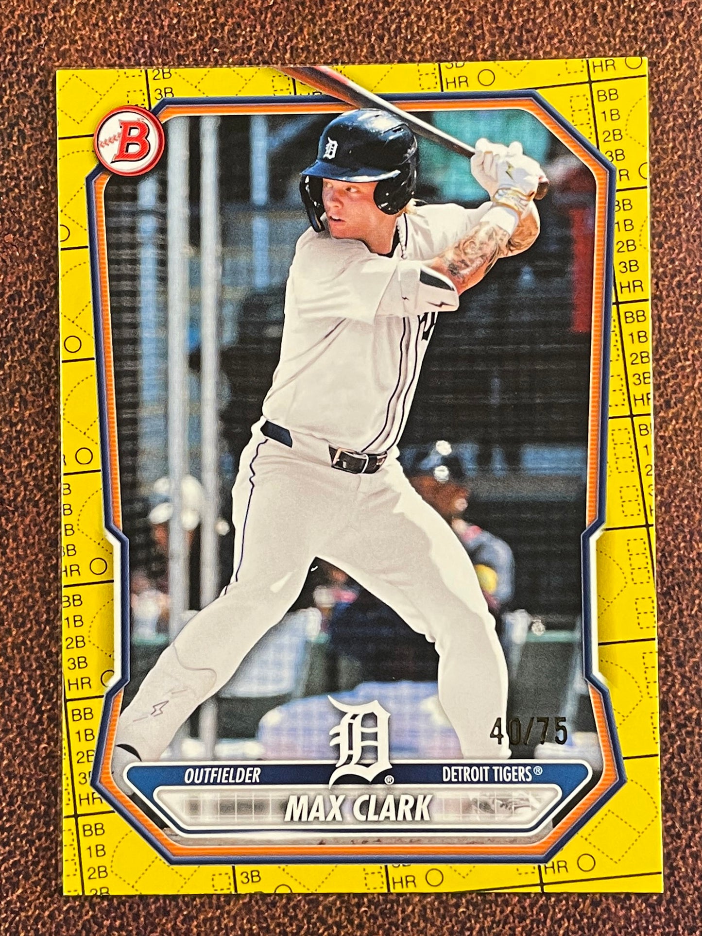Max Clark - 2026 Bowman - YELLOW Pattern /75 - Tigers