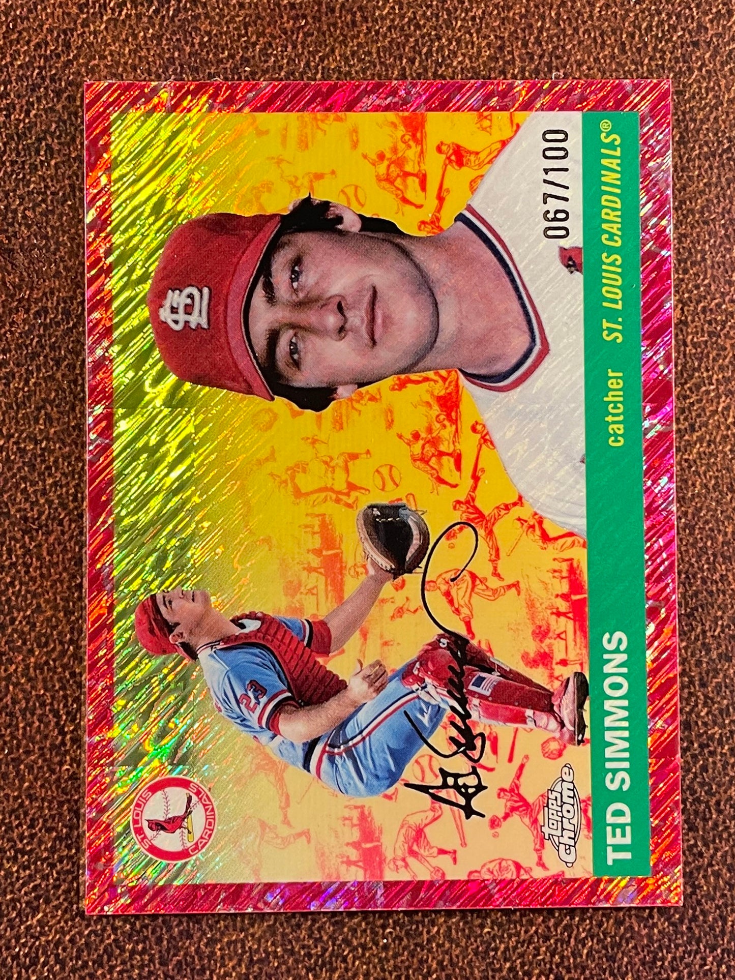 Ted Simmons - 2025 Topps Chrome Platinum - PINK Shimmer /100 - Cardinals