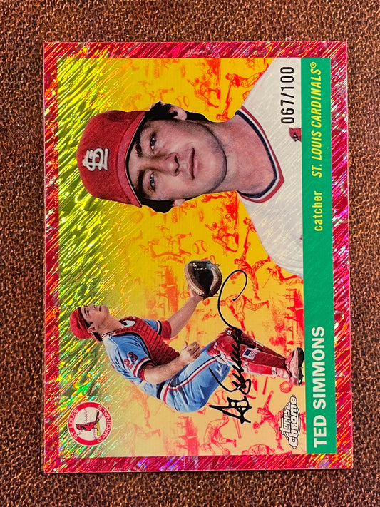 Ted Simmons - 2025 Topps Chrome Platinum - PINK Shimmer /100 - Cardinals