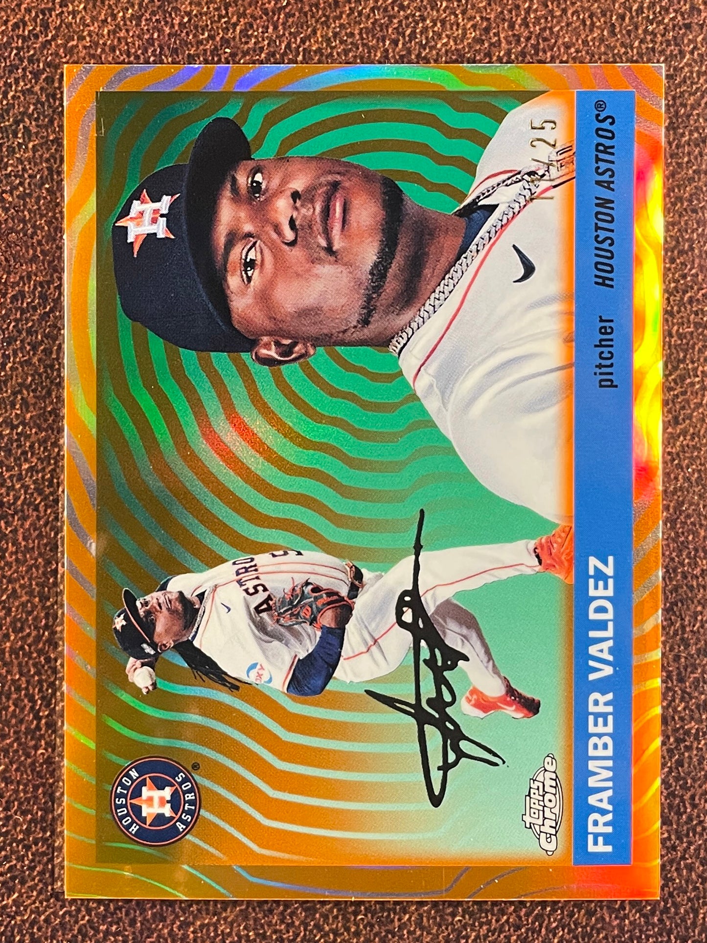 Framber Valdez - 2025 Topps Chrome Platinum - ORANGE Vibrations /25 - Astros