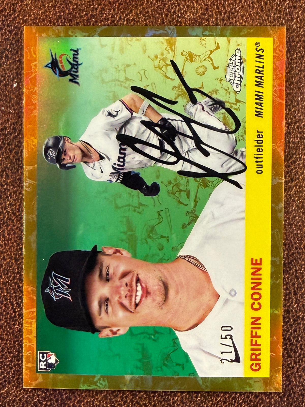 Griffin Conine - 2025 Topps Chrome Platinum - GOLD Toile /50 - Marlins