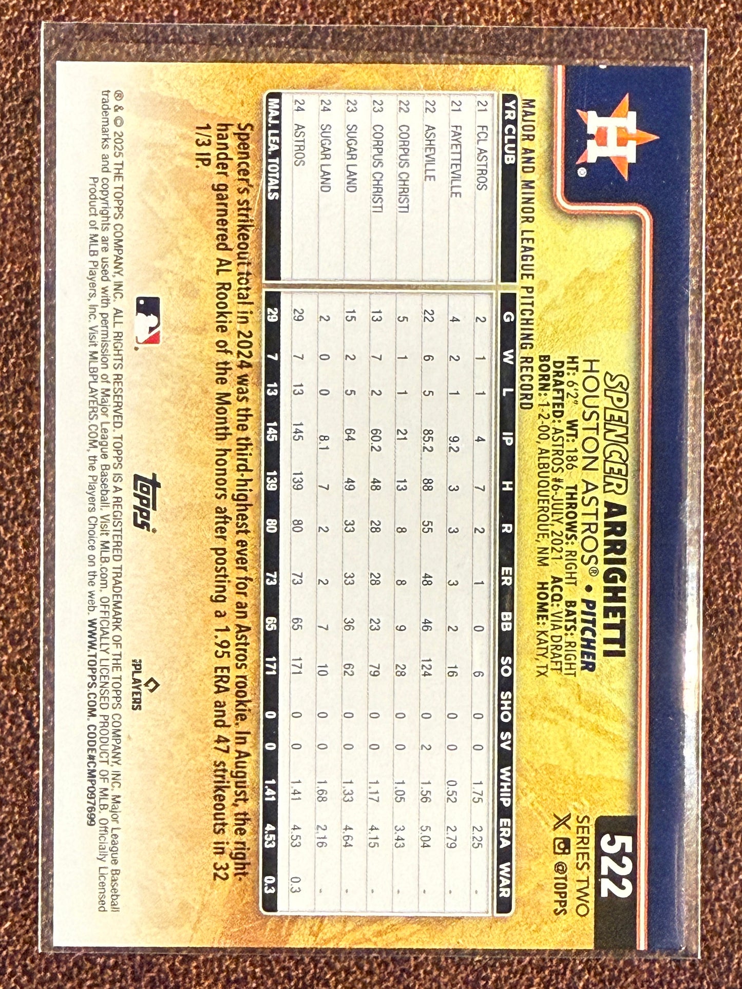 Spencer Arrighetti - 2025 Topps Series 2 - Golden Mirror SSP - Astros