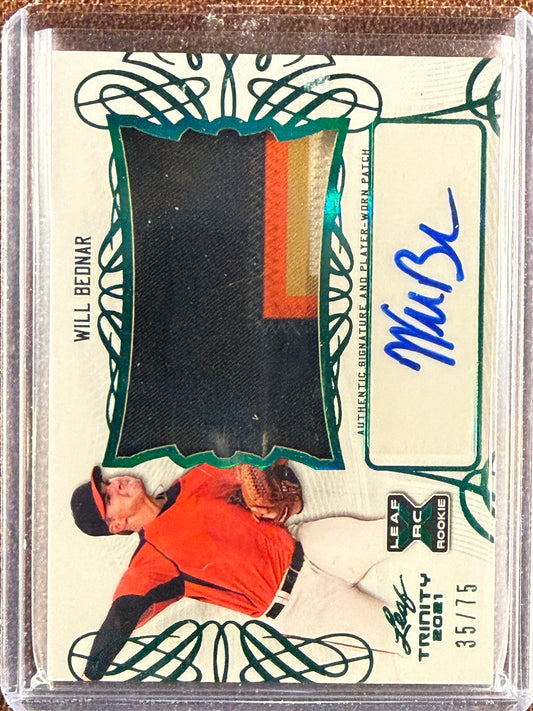 Will Bednar - 2021 Leaf Trinity - Patch AUTO /75 - Giants