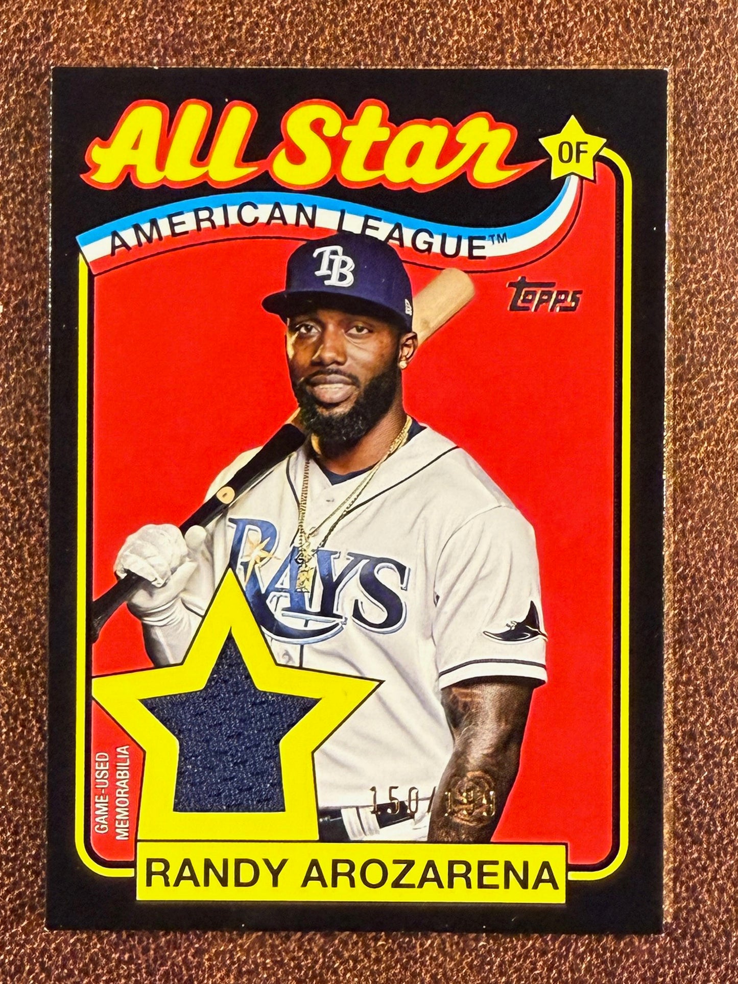 Randy Arozarena - 2024 Topps Series 2 - BLACK 1989 All Star RELIC /199 (*Slight Edge Whiting*) - Rays