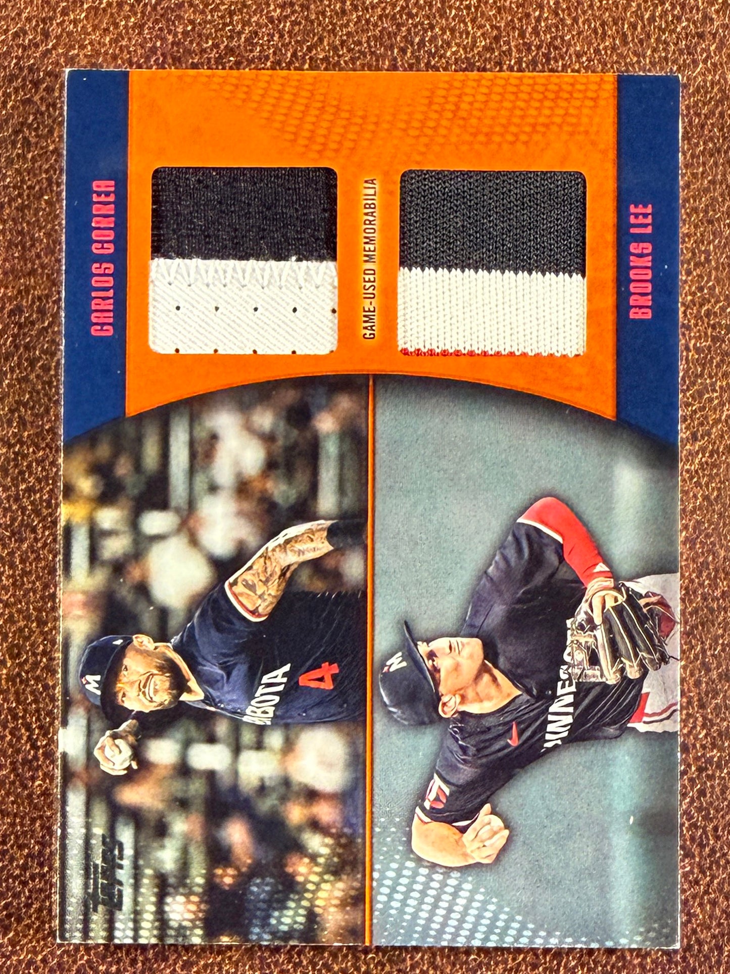 Carlos Correa / Brooks Lee - 2025 Topps Series 2 - ORANGE Major League Material DUAL RELIC 25/25 (*Corner Whiting*) - Twins