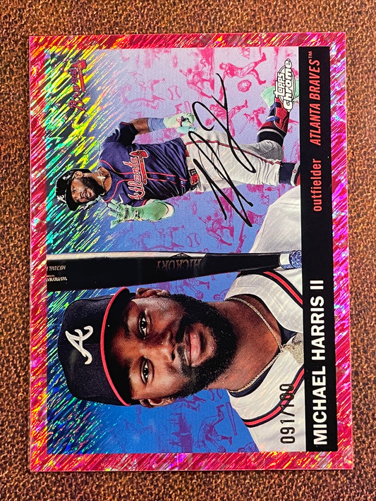 Michael Harris II - 2025 Topps Chrome Platinum. - FUCHSIA Shimmer Refractor /100 - Braves
