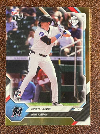 Owen Caissie - 2026 Topps Now Road to Opening Day - GOLD Foil /50 - Marlins