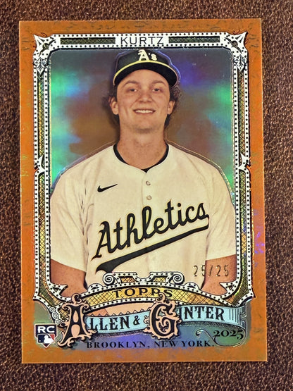 Nick Kurtz - 2025 Allen & Ginter - ORANGE Rookie Refractor 25/25 (Bookend) - Athletics