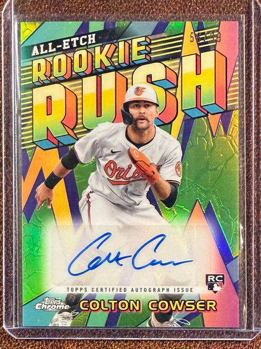 Colton Cowser - 2024 Topps Chrome - All-Etch Rookie Rush AUTO Green /99 - Orioles