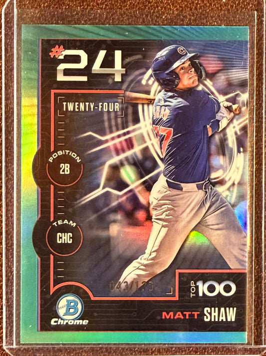 Matt Shaw - 2025 Bowman - AQUA Scouts Top 100 /125 - Cubs