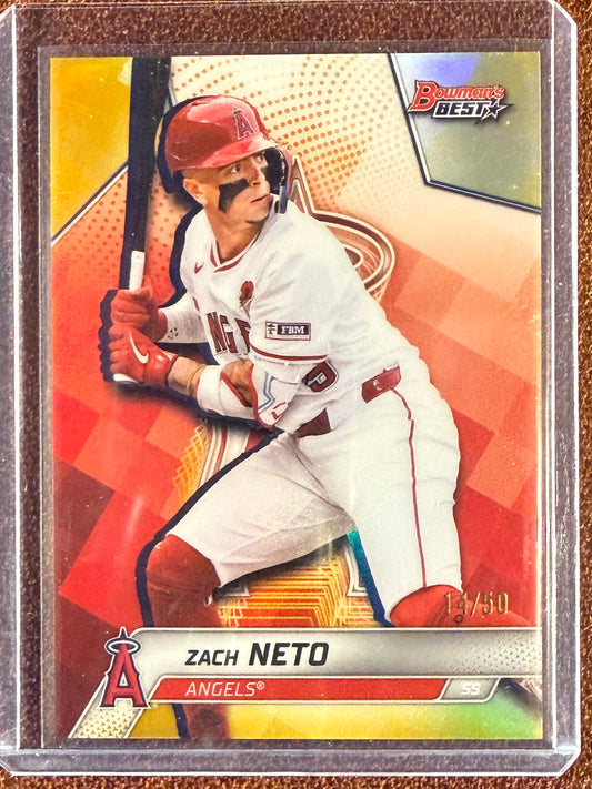 Zach Neto - 2025 Bowmans Best - GOLD Refractor /50 - Angels