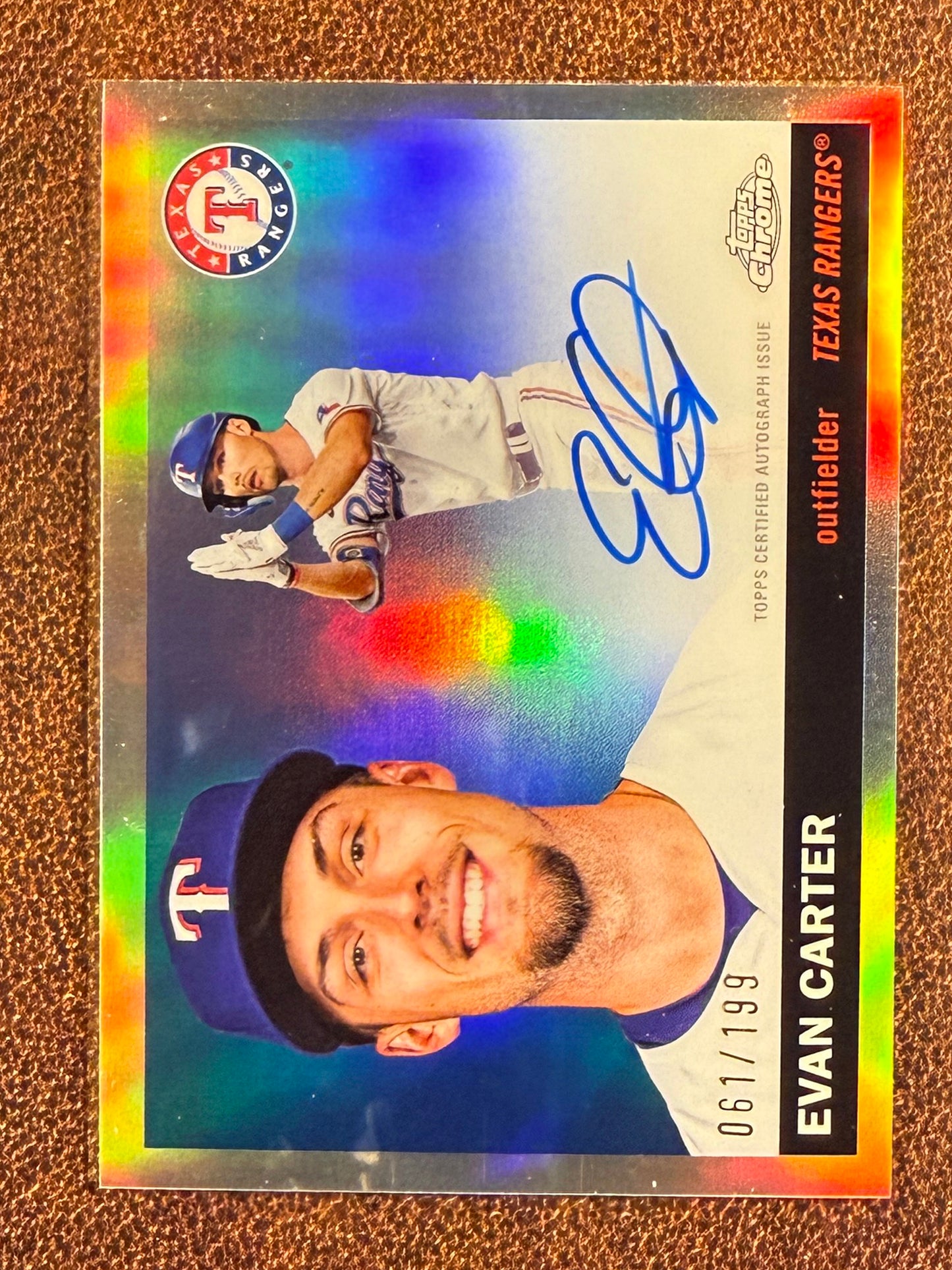 Evan Carter - 2025 Topps Chrome Platinum - AUTO Refractor /199 - Rangers