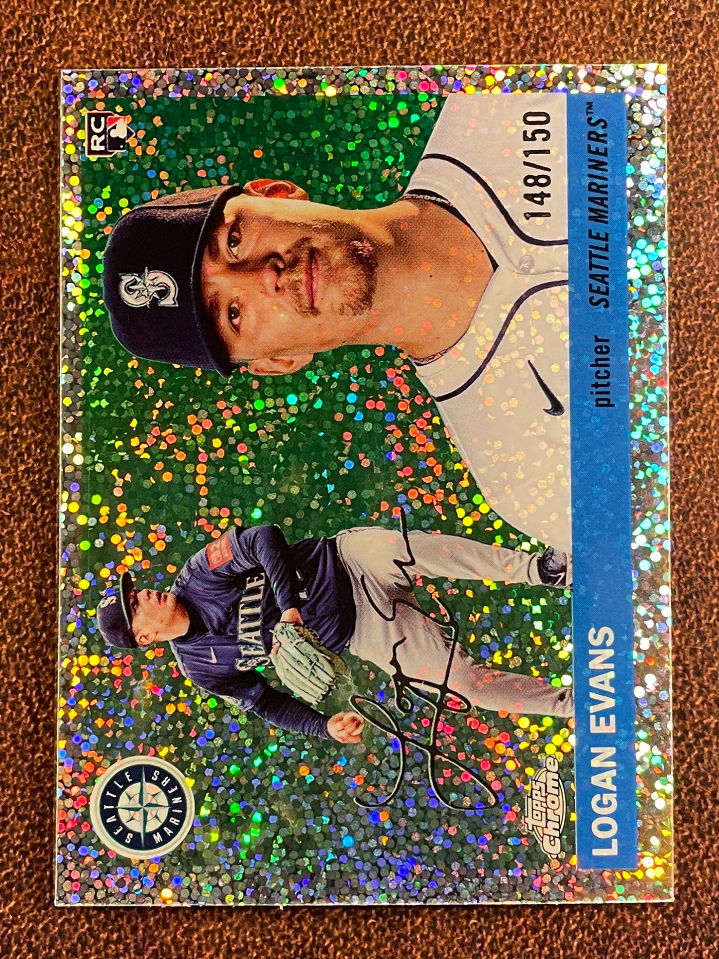 Logan Evans - 2025 Topps Chrome Platinum - SPECKLE Rookie Refractor /150 - Mariners