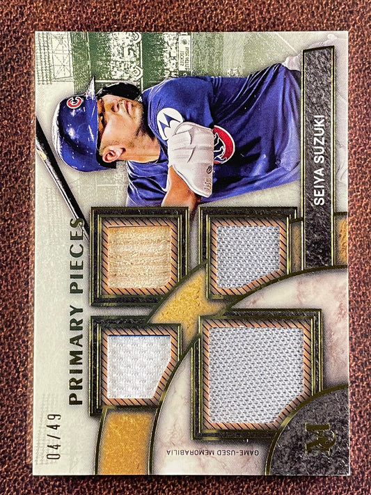 Seiya Suzuki - 2025 Topps Museum Collection - Primary Pieces Quad RELIC /49 - Cubs