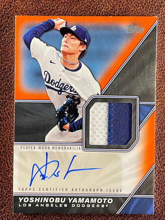 Yoshinobu Yamamoto - 2026 Topps Series 1 - ORANGE Major League Material AUTO /25 (*Corner/Edge Whiting*) - Dodgers
