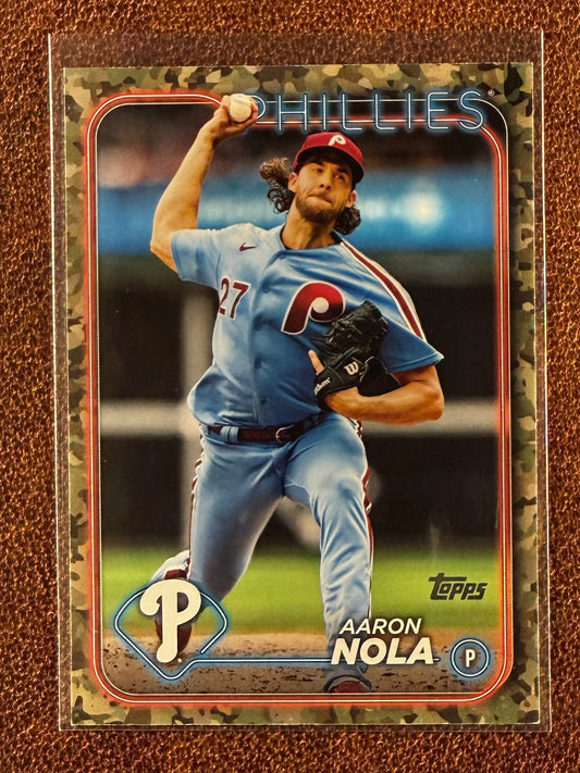 Aaron Nola - 2024 Topps Series 2 - Camo Border /25 (**Corner Whiting**) - Phillies