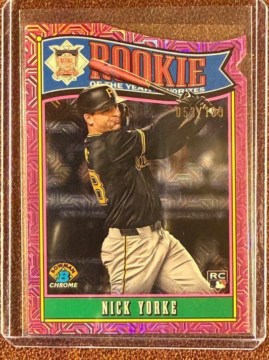Nicke Yorke - 2025 Bowman Chrome - PINK Rookie of the Year MOJO /199 - Pirates