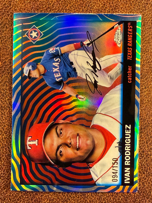 Ivan Rodriguez - 2025 Topps Chrome Platinum - BLUE Vibrations /150 - Rangers